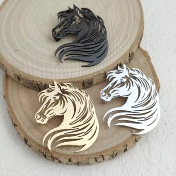 🍏50% OFF/3+...Stainless Steel Horse Head Brooch - Picture 1 of 8